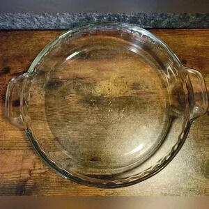 ANCHOR HOCKING 9.5‎ INCH 24 CM GLASS PIE PLATE WITH CRIMPED FLUTED EDGE USA